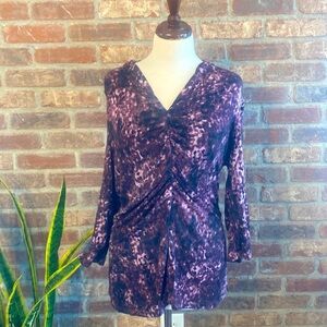 Ann Taylor XL purple and black V neck blouse